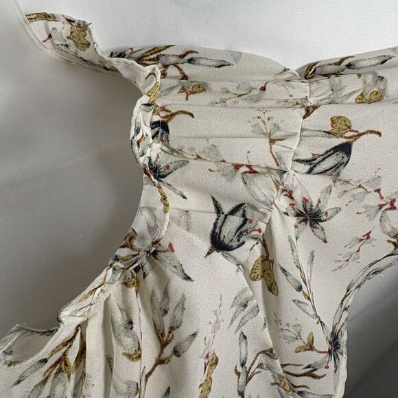 Max Studio Ruffle Sleeve Blouse Women's M Boho Floral Peasant Cottagecore Spring - Picture 10 of 16